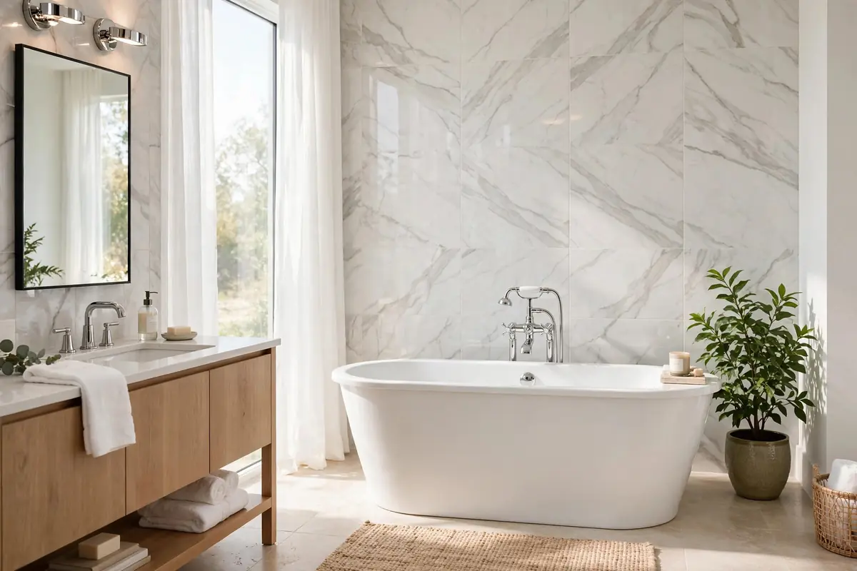 Bathroom with well-kept plumbing fixtures in a Petersburg home